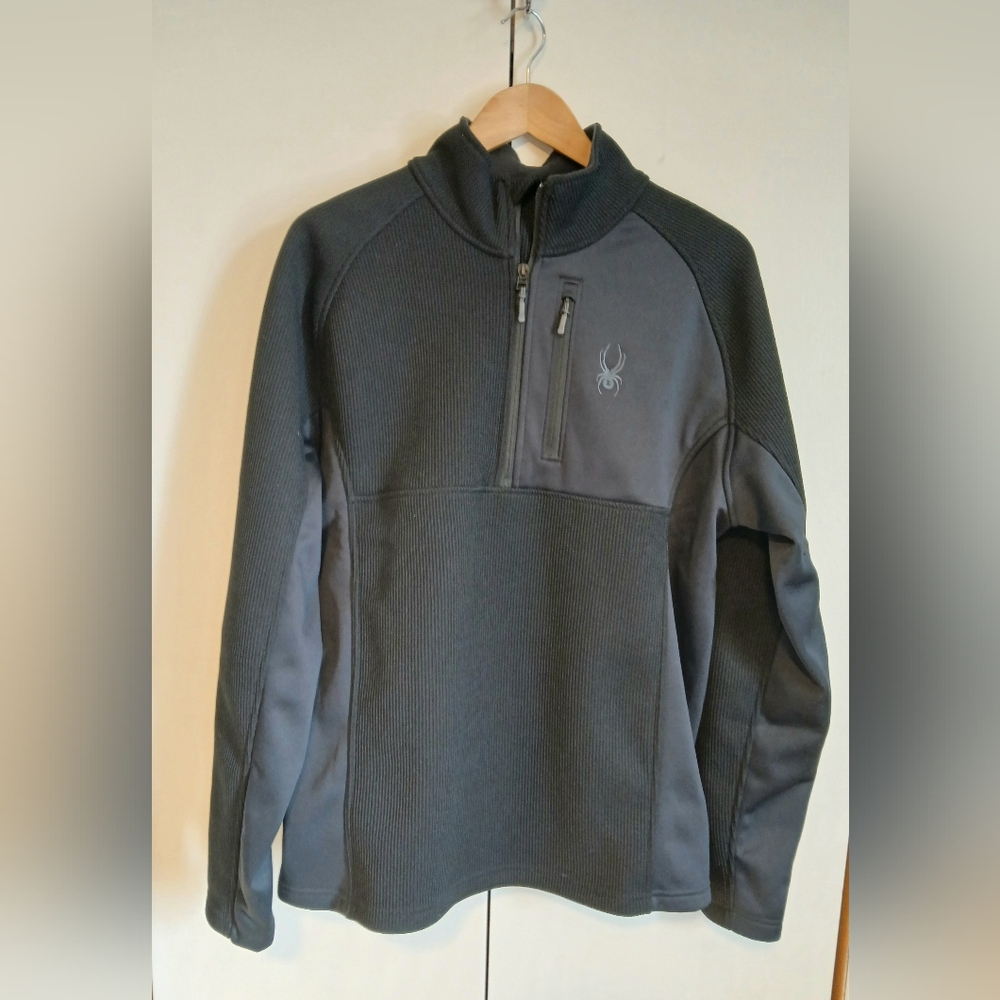 Spyder Men’s Black Half Zip Pullover Large Performance Mid Layer